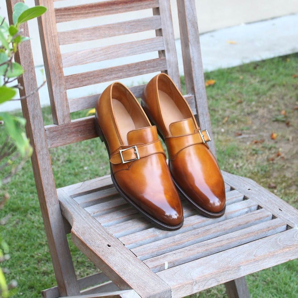 Tan Leather Murcia Single Monk Straps 