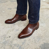 Brown Leather Crotone Slip On Chelsea Boots