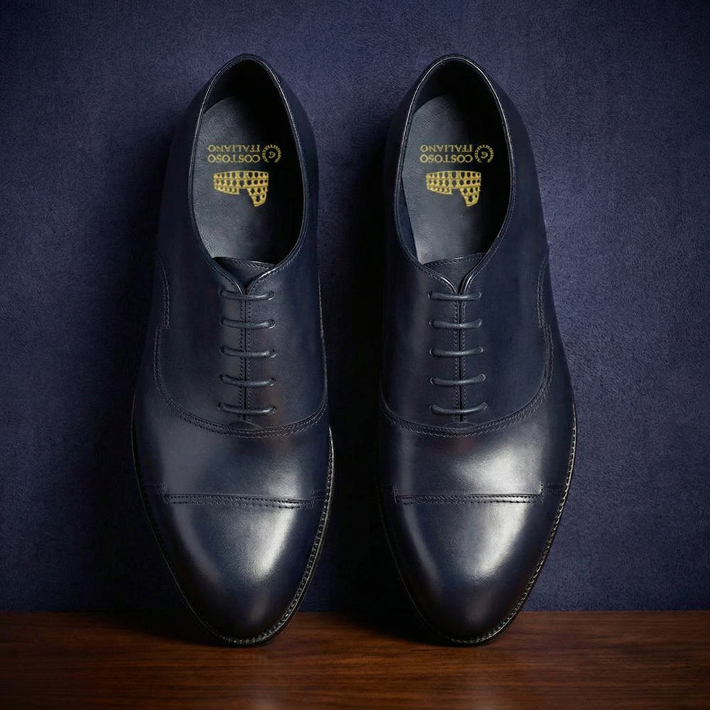 Navy Blue Leather Broxtowe Balmoral Oxfords