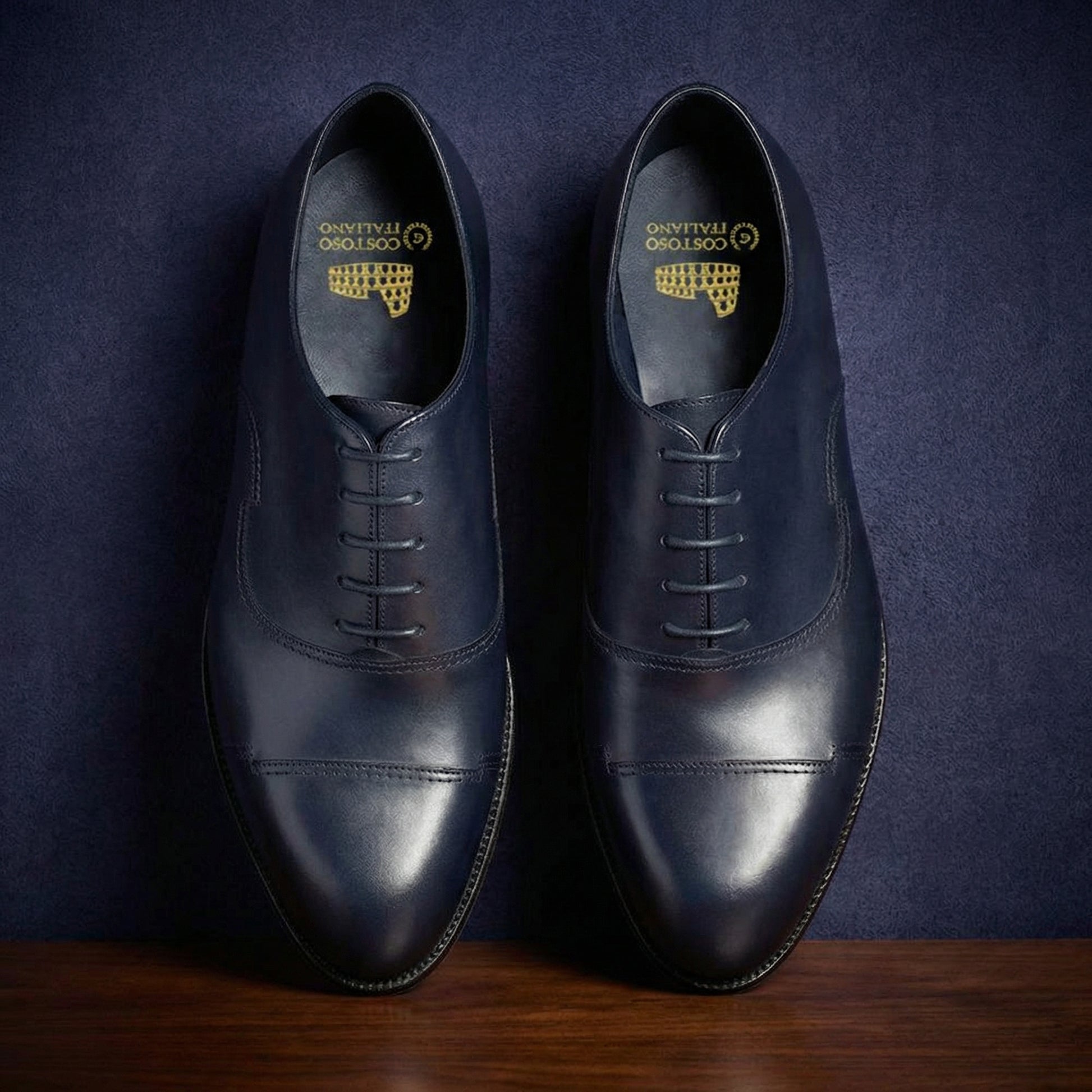Navy Blue Leather Broxtowe Balmoral Oxfords