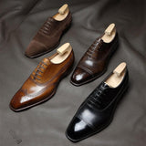 Height Increasing Tan Leather Cedara Brogue Wingtip Oxfords - Formal Shoes
