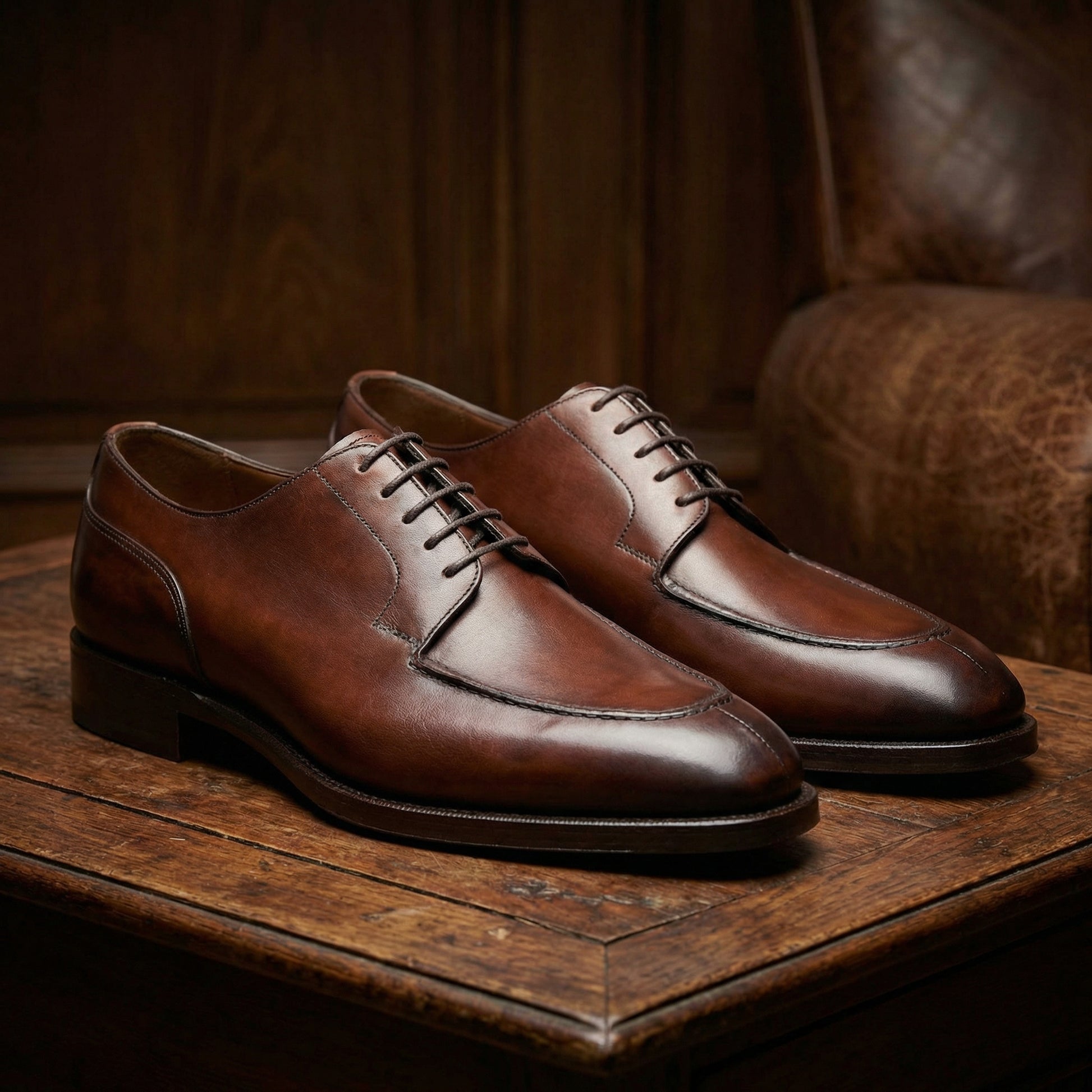 Height Increasing Brown Leather Hamlet Derby Shoes
