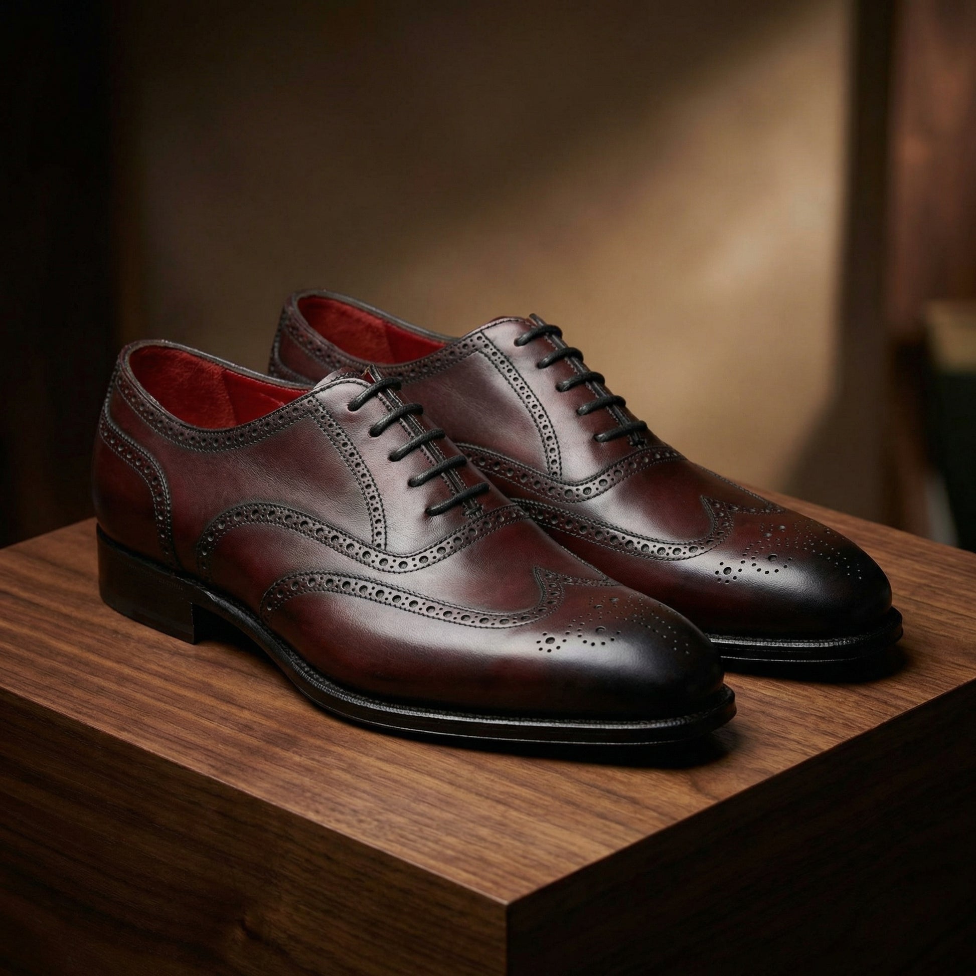 Mahogany Brown Leather Gedling Brogue Oxfords
