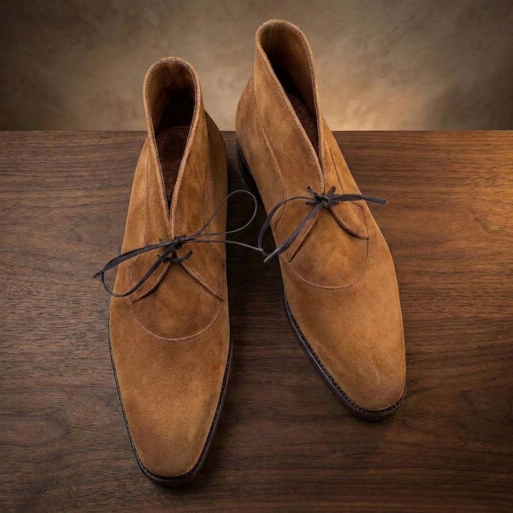 Luxury Edition - Artisian Made Brown Italian Suede Corowa Chelsea Boots