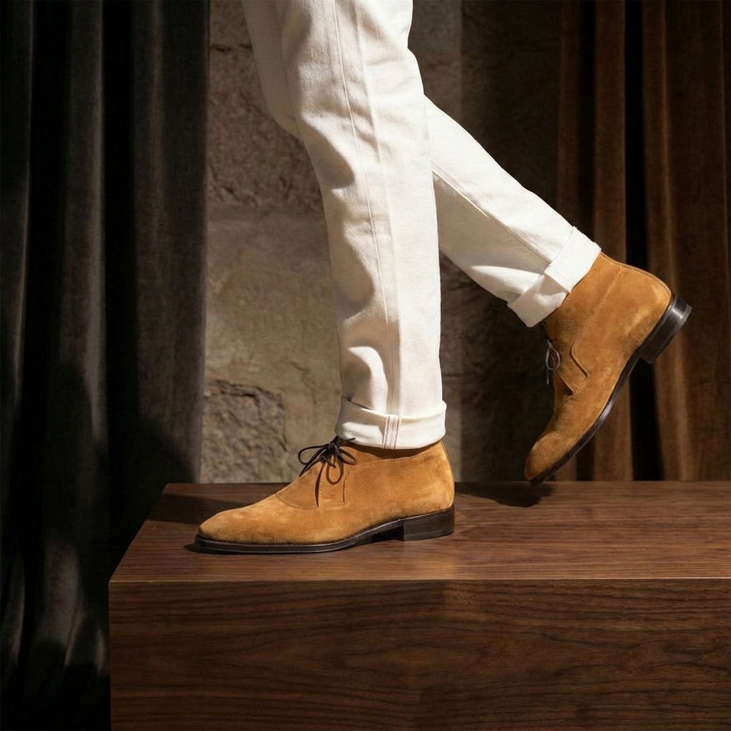 Luxury Edition - Artisian Made Brown Italian Suede Corowa Chelsea Boots