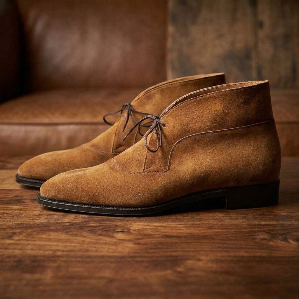 Luxury Edition - Artisian Made Brown Italian Suede Corowa Chelsea Boots