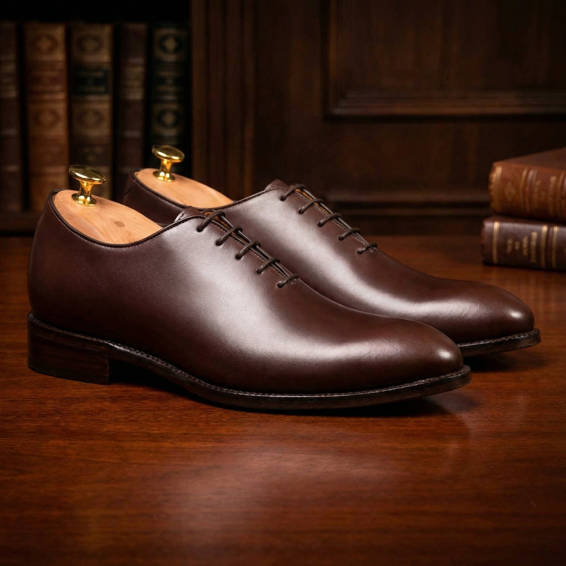 Height Increasing Brown Leather Drayton One Cut Oxfords