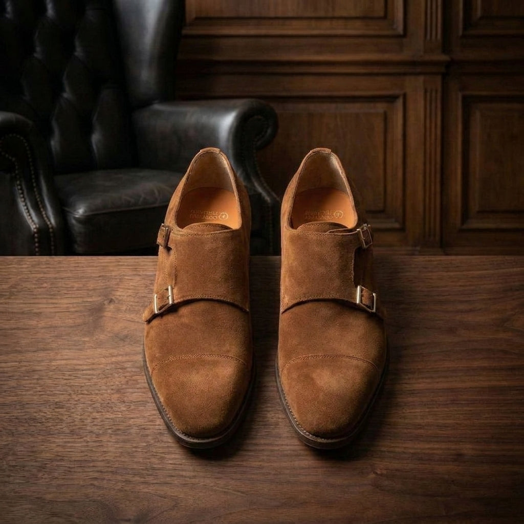 Height Increasing Brown Suede Castle Monk Straps