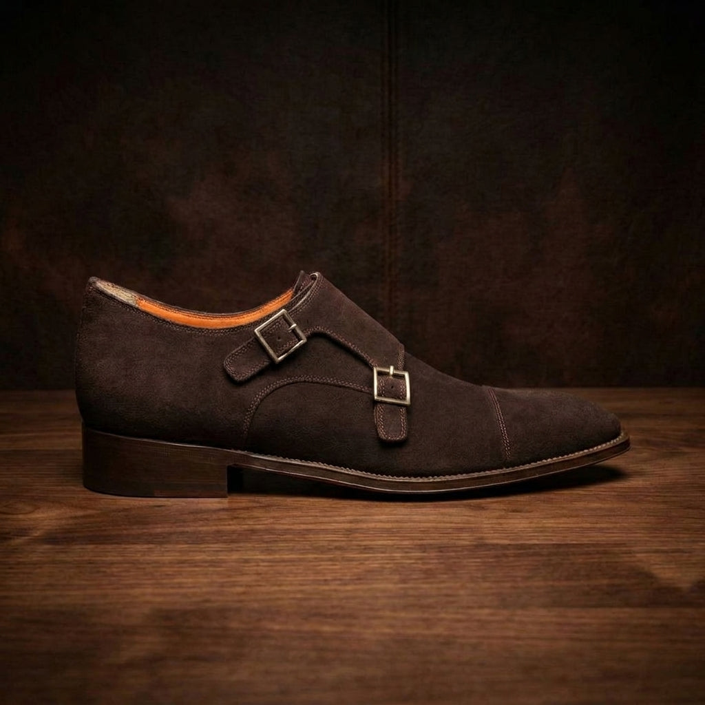 Height Increasing Brown Suede Castle Monk Straps