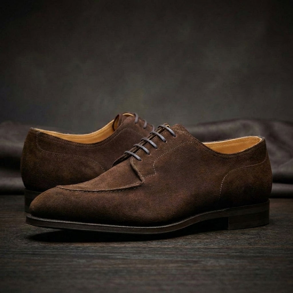 Height Increasing Brown Suede Hamlet Derby Shoes