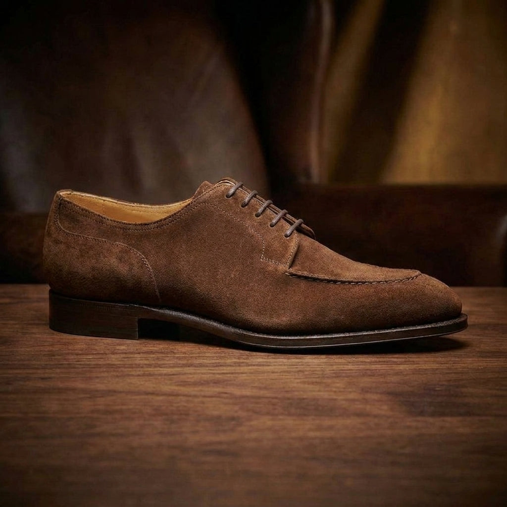 Height Increasing Brown Suede Hamlet Derby Shoes
