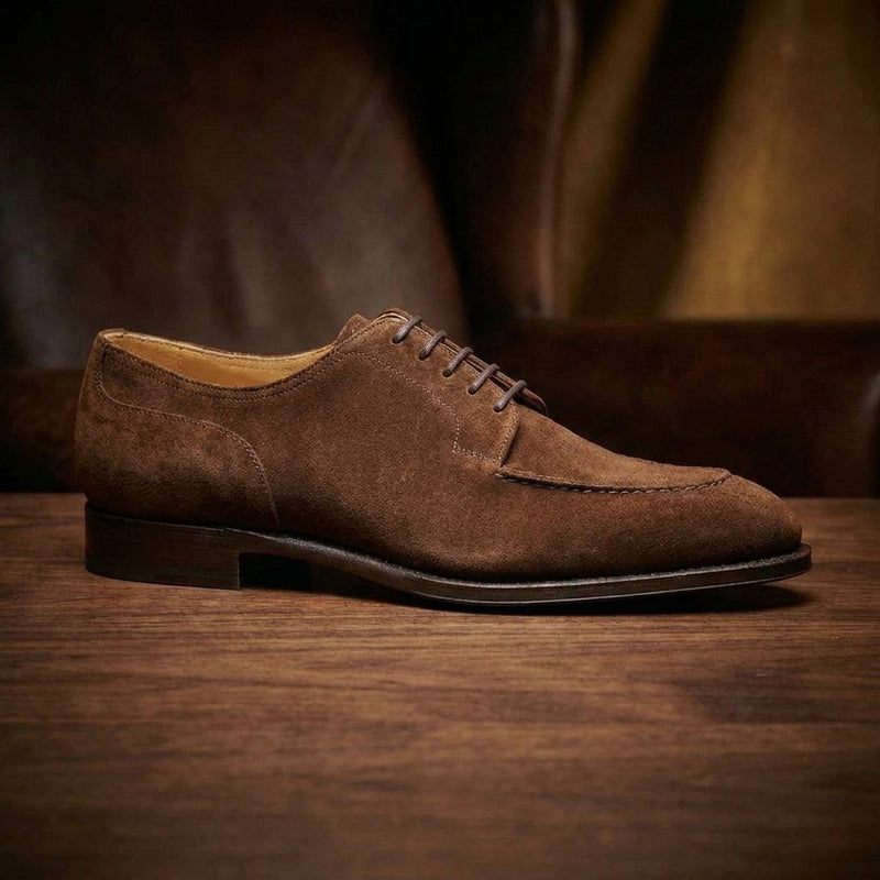 Height Increasing Brown Suede Hamlet Derby Shoes