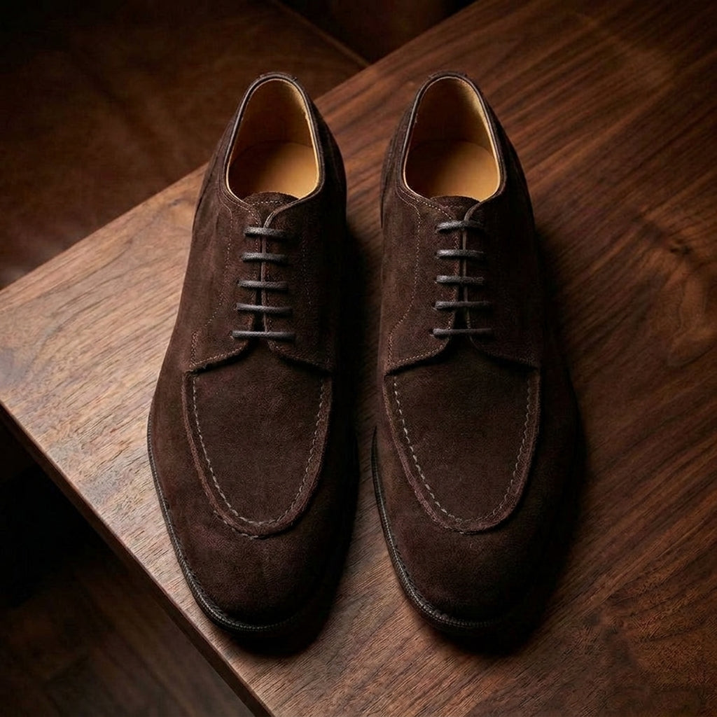 Height Increasing Brown Suede Hamlet Derby Shoes