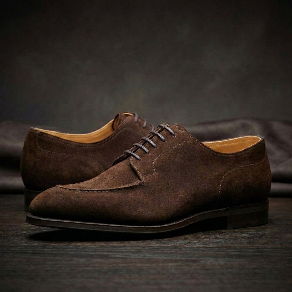 Height Increasing Brown Suede Hamlet Derby Shoes