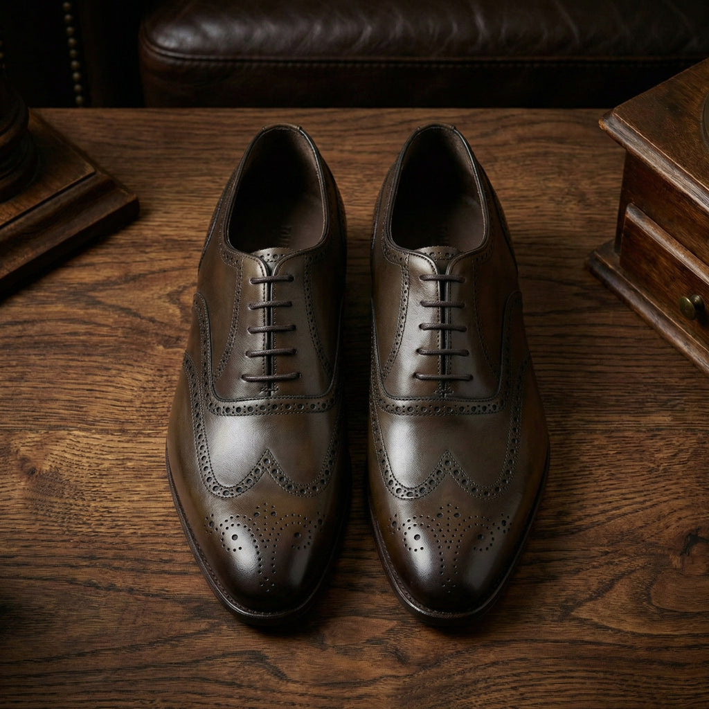 Height Increasing Olive Green Leather Wealden Oxfords