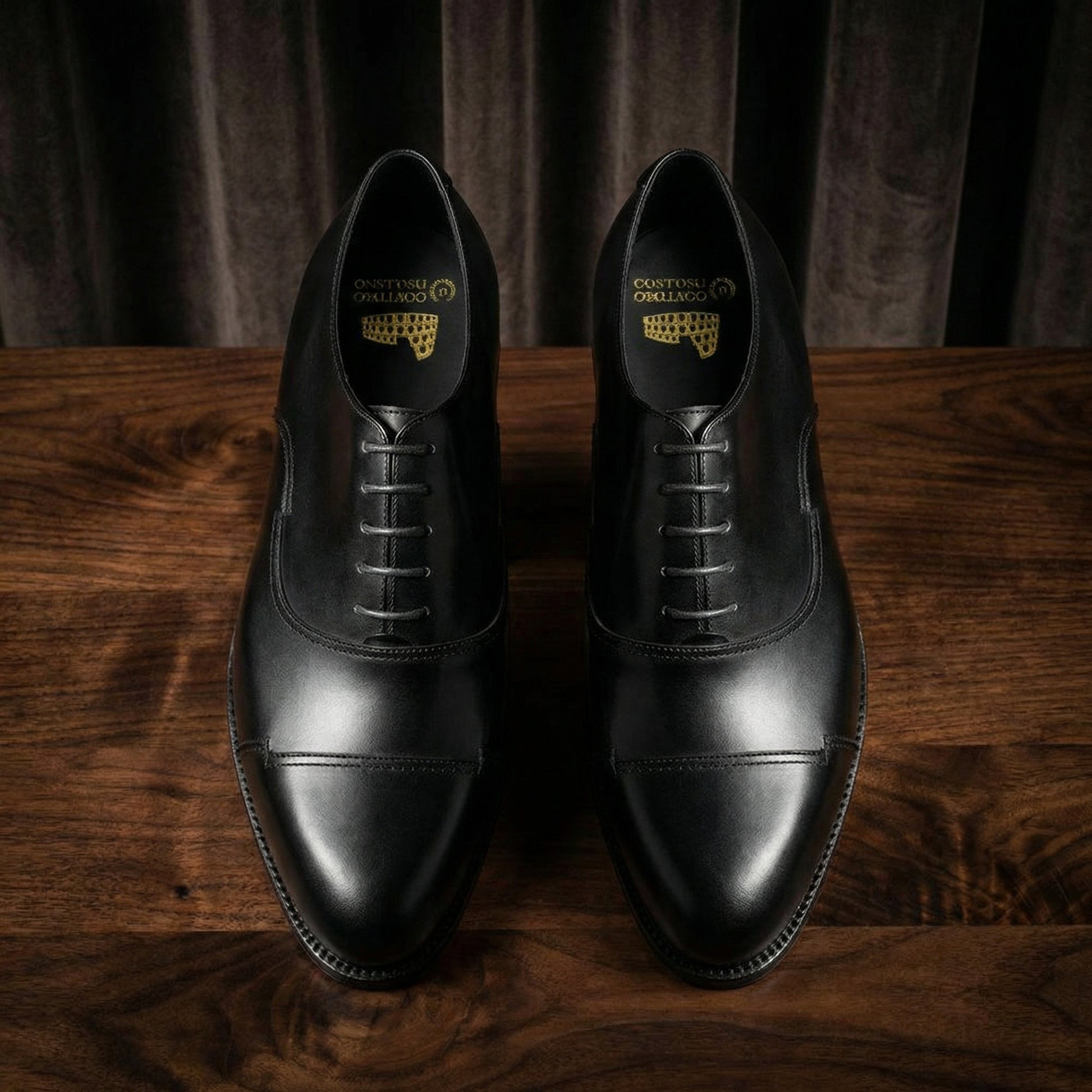 Height Increasing Black Leather Broxtowe Balmoral Oxfords