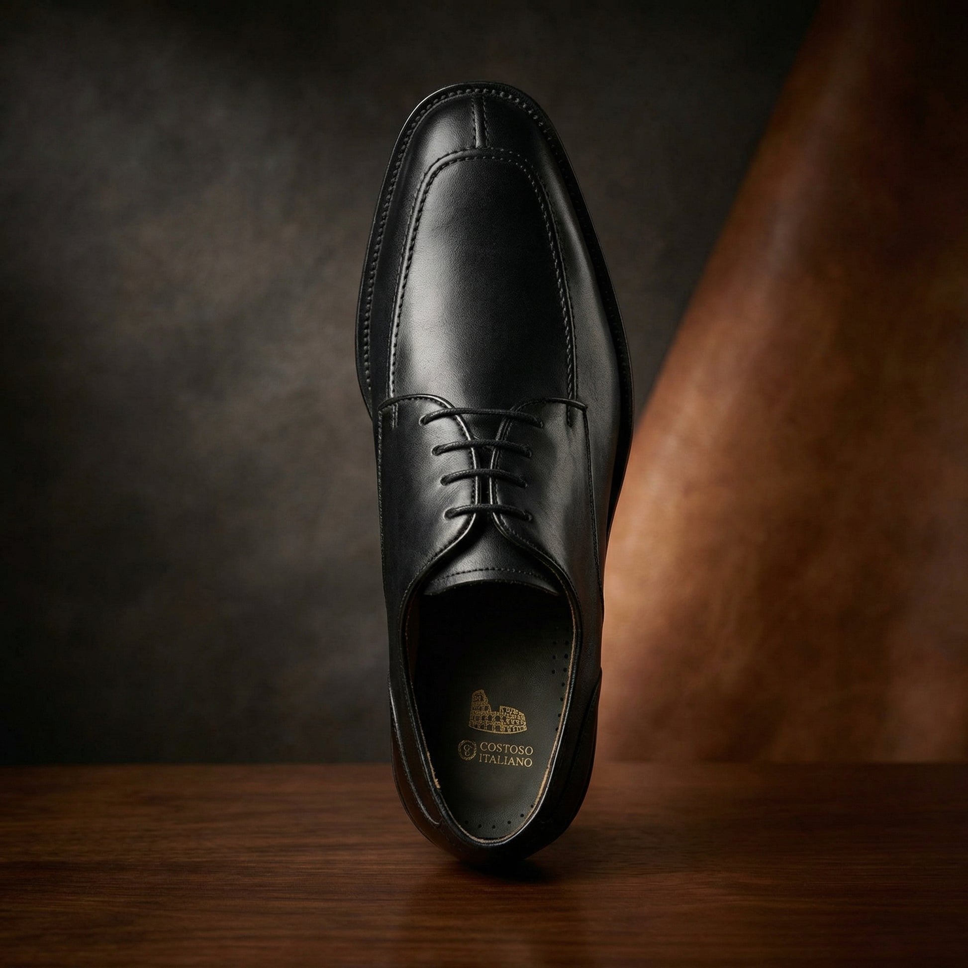 Height Increasing Black Leather Chaplelds Derby Shoes