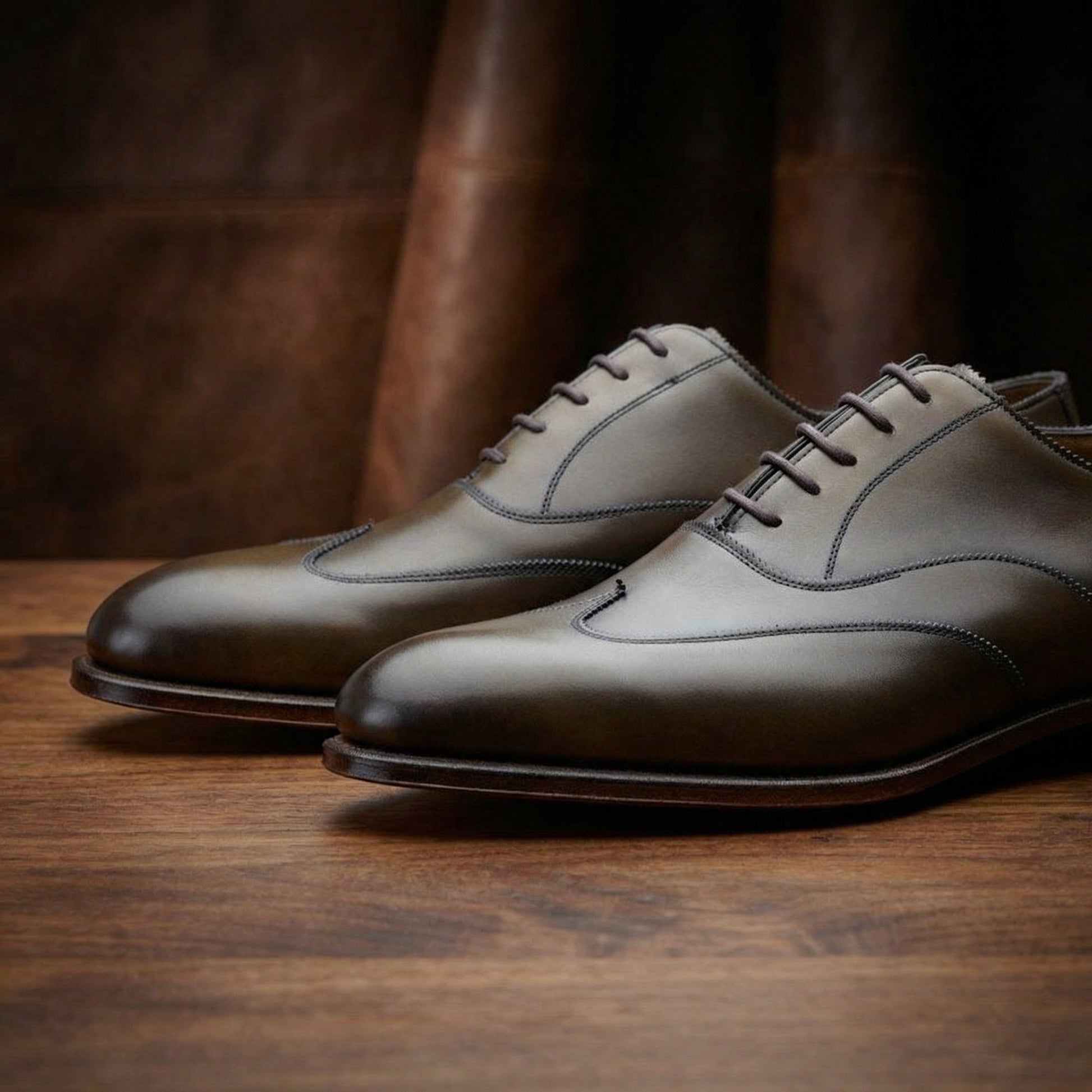 Olive Green Leather Gedling Brogue Oxfords