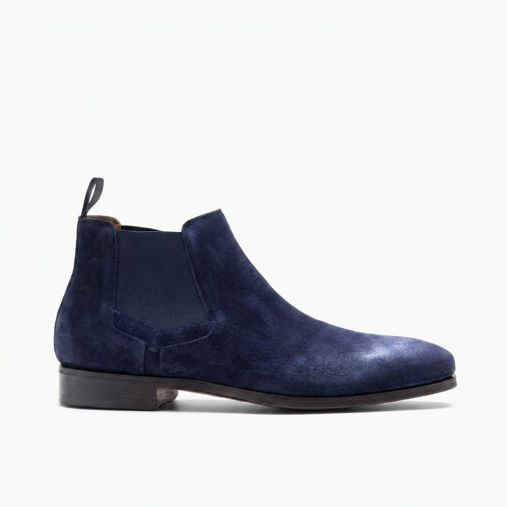 Navy Blue Suede Nantes Chelsea Boots