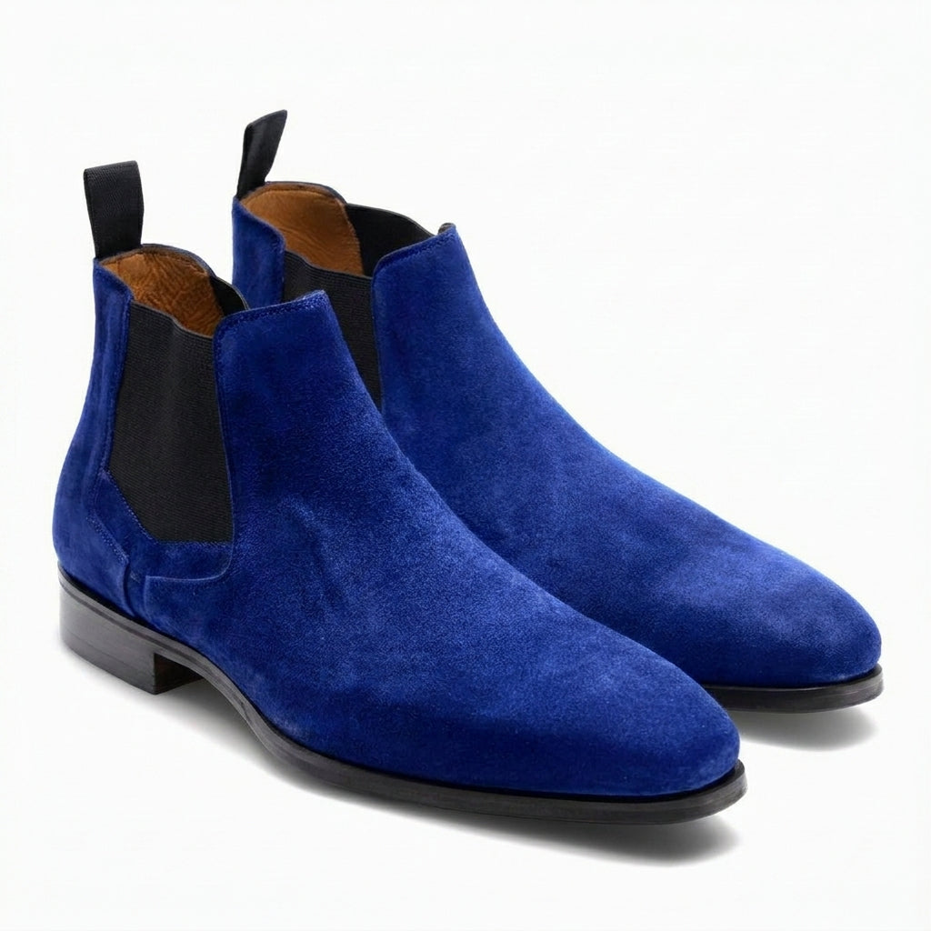 Navy Blue Suede Nantes Chelsea Boots