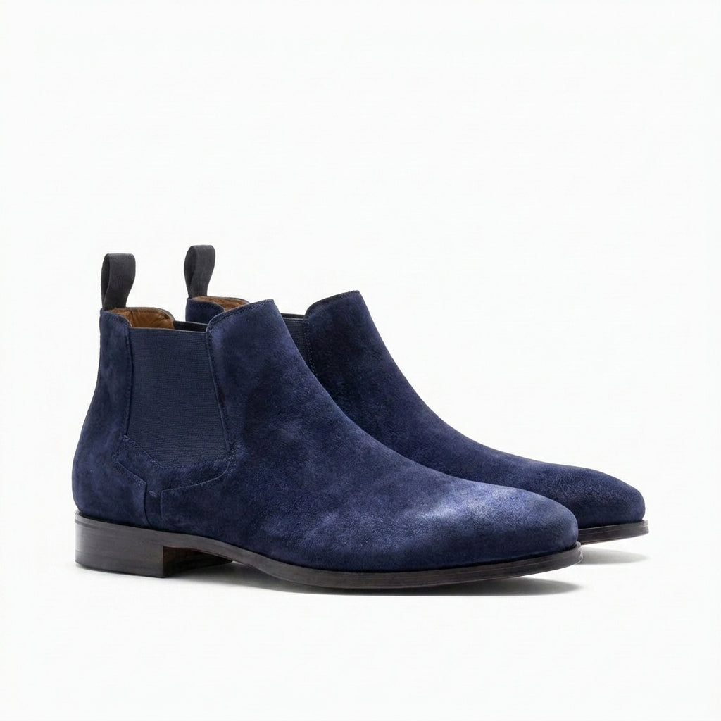 Navy Blue Suede Nantes Chelsea Boots