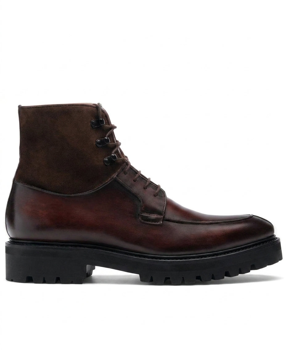 Brown Leather Amines Chunky Derby Boots - Hiking and Trekking Boots