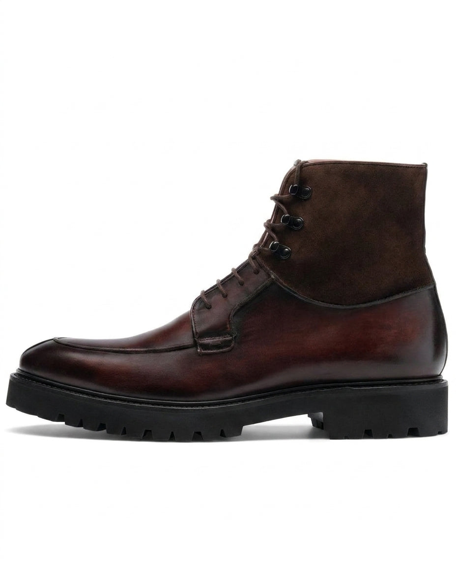 Brown Leather Amines Chunky Derby Boots - Hiking and Trekking Boots