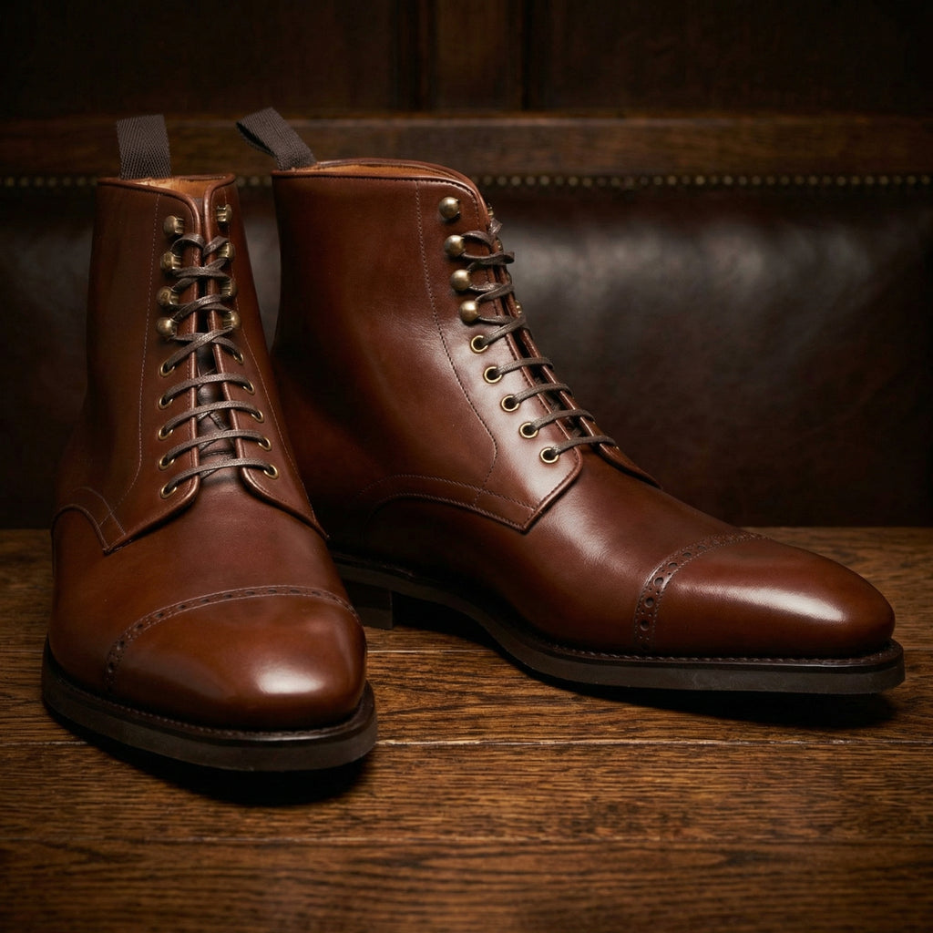 Brown Leather Caldecote Lace Up Boots