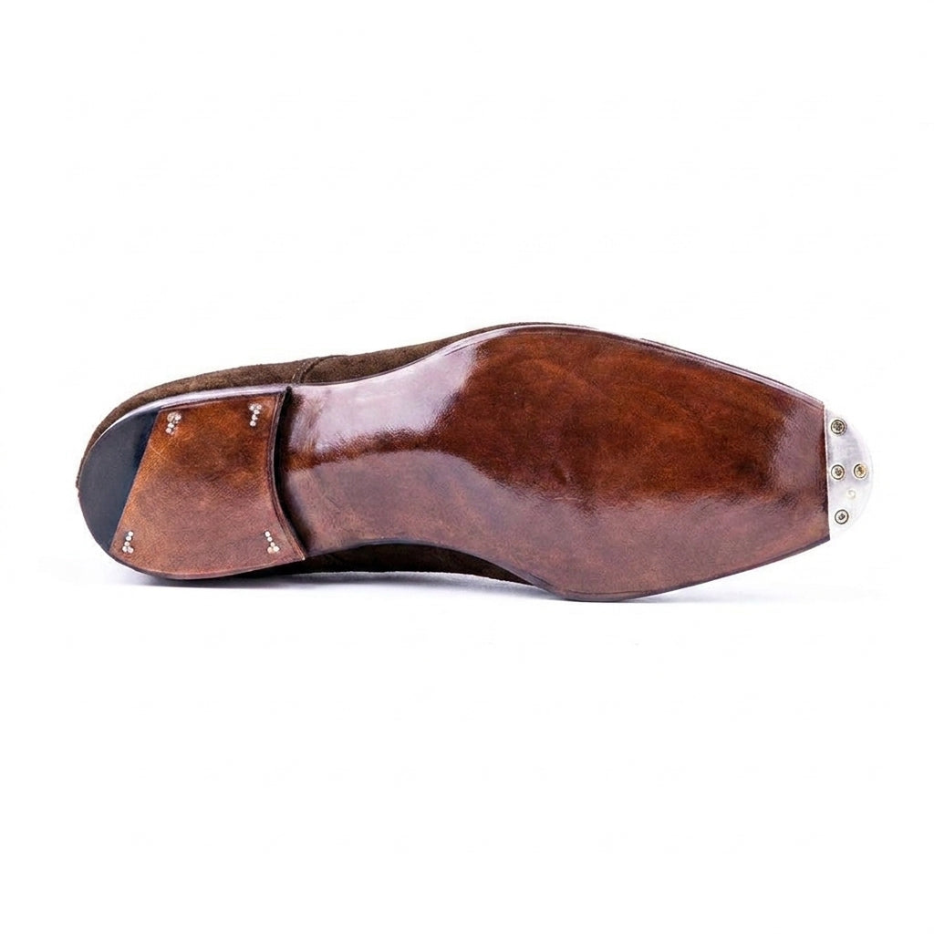 Goodyear Welted Sardoal Brown Suede Derby Loafer With Violin Leather Sole