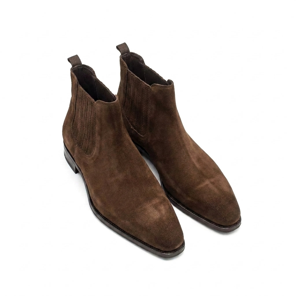 Goodyear Welted Cadaval Brown Suede Chelsea Boot with Violin Leather Sole