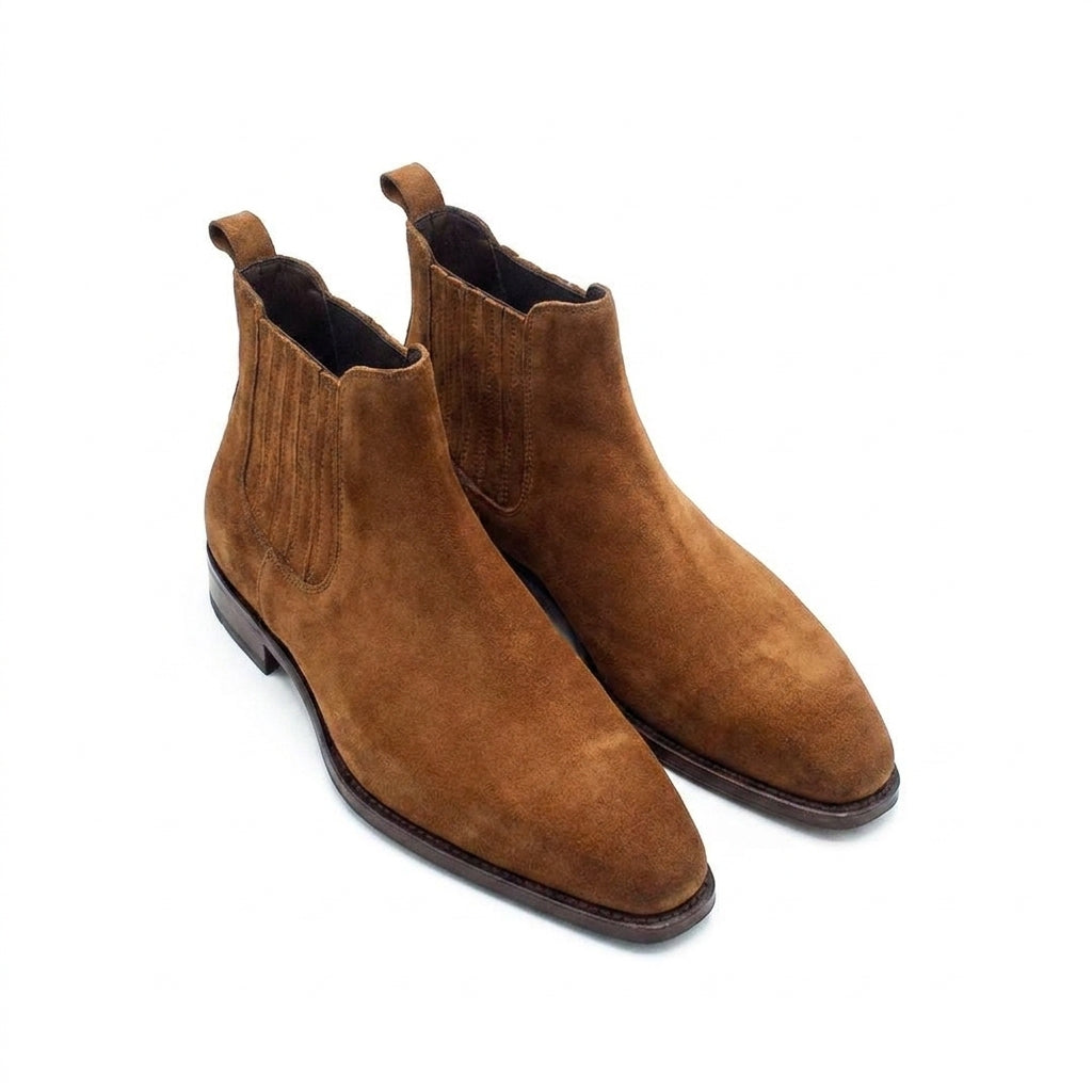 Goodyear Welted Cadaval Tan Suede Chelsea Boot with Violin Leather Sole