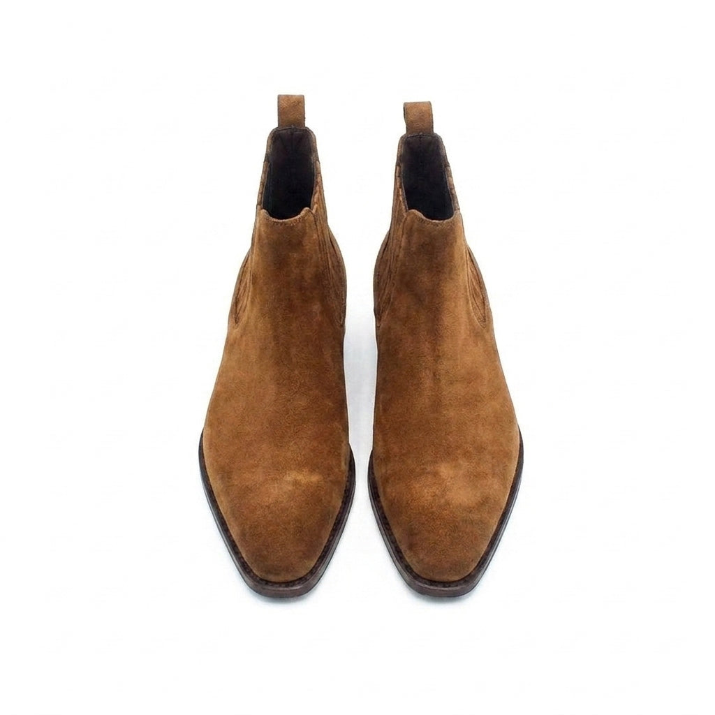 Goodyear Welted Cadaval Tan Suede Chelsea Boot with Violin Leather Sole