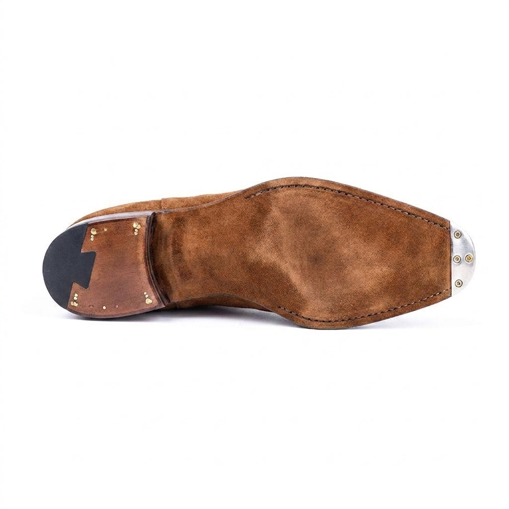 Goodyear Welted Cadaval Tan Suede Chelsea Boot with Violin Leather Sole