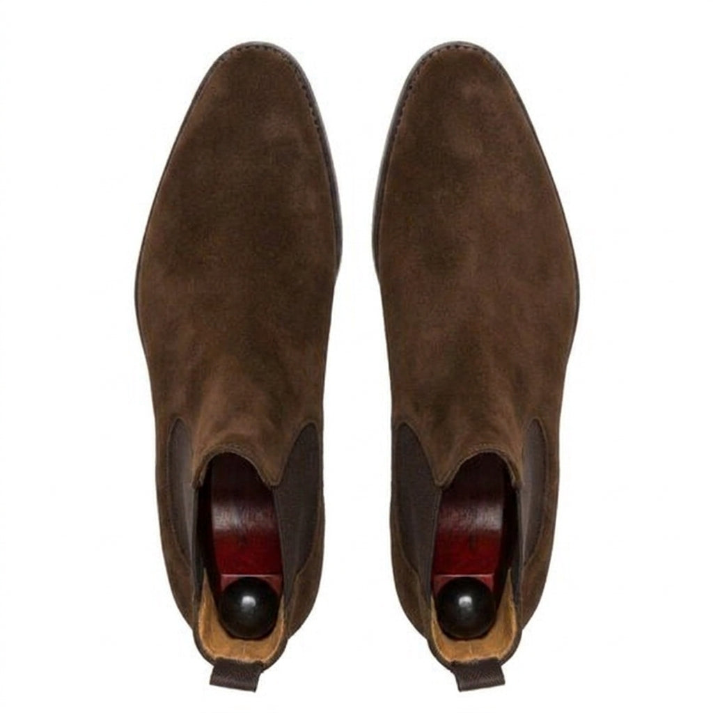 Height Increasing Brown Suede Fenland Slip On Chelsea Boots