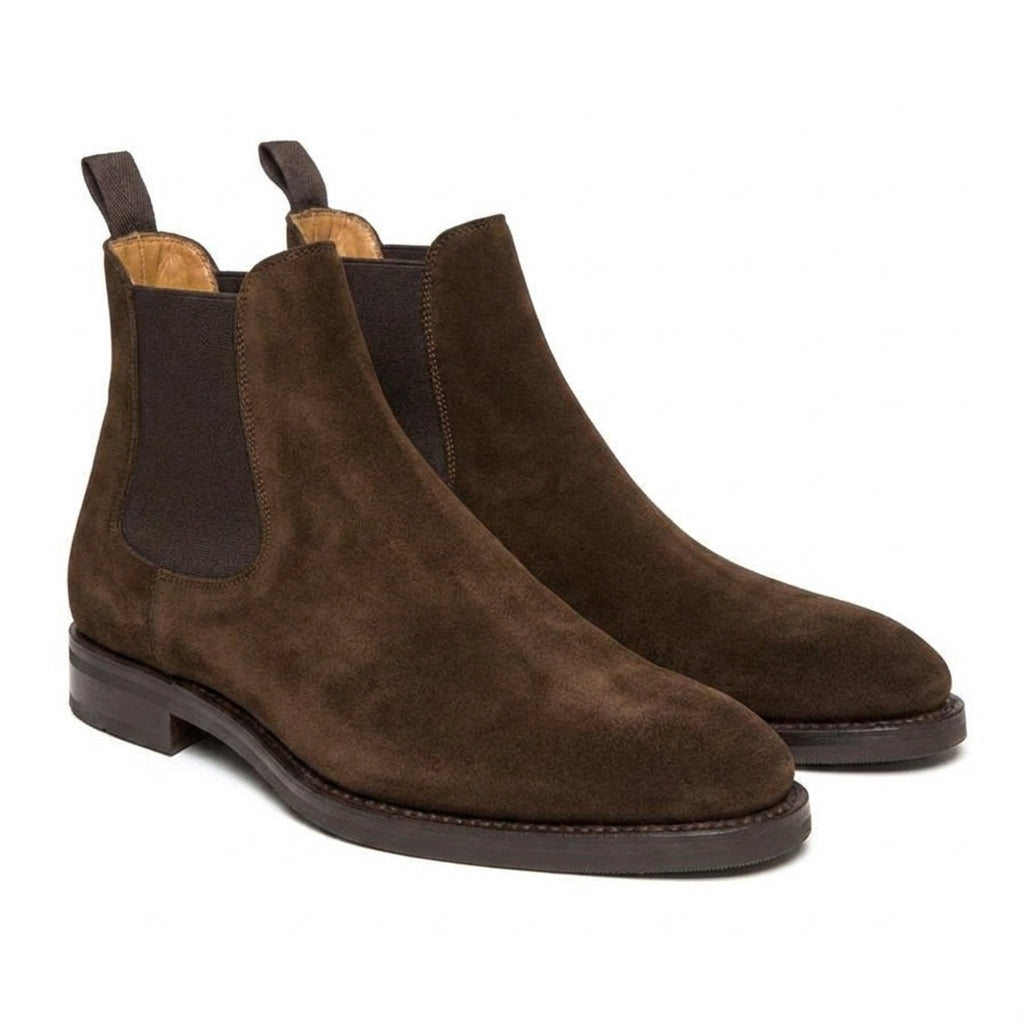 Height Increasing Brown Suede Fenland Slip On Chelsea Boots