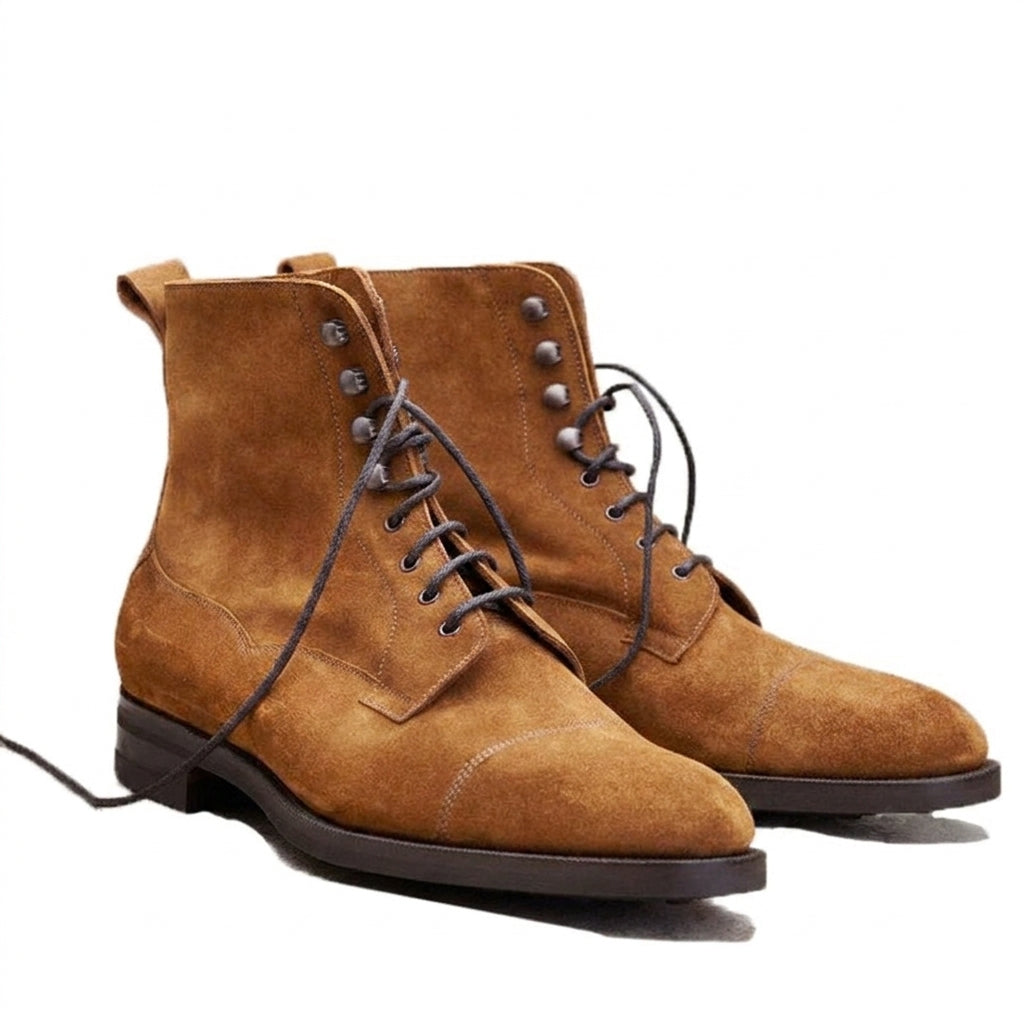Height Increasing Tan Leather Purley Lace Up Boots