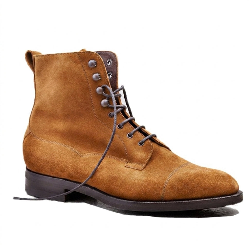 Height Increasing Tan Leather Purley Lace Up Boots