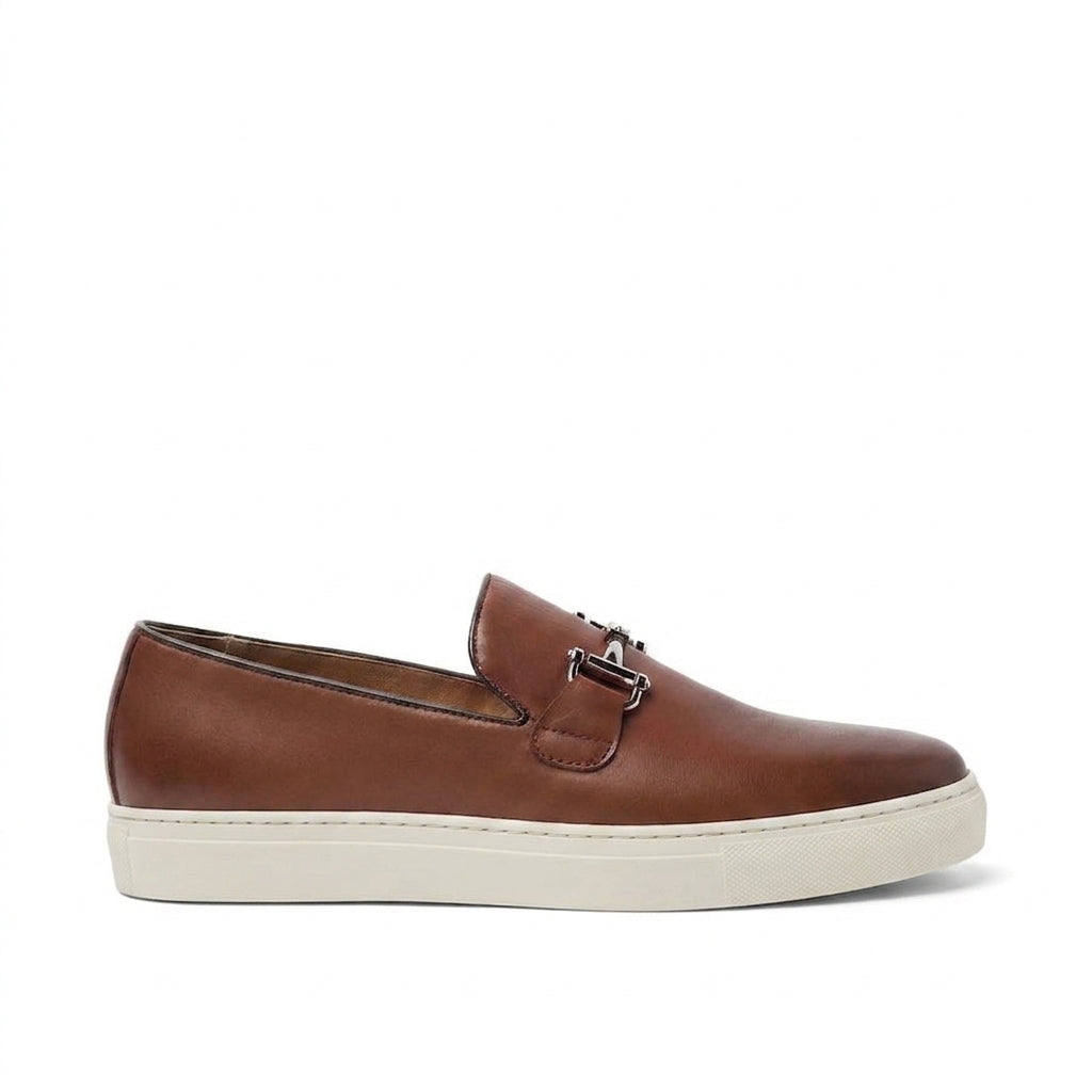 Tan Leather Alvin Horse Bit Sneakers