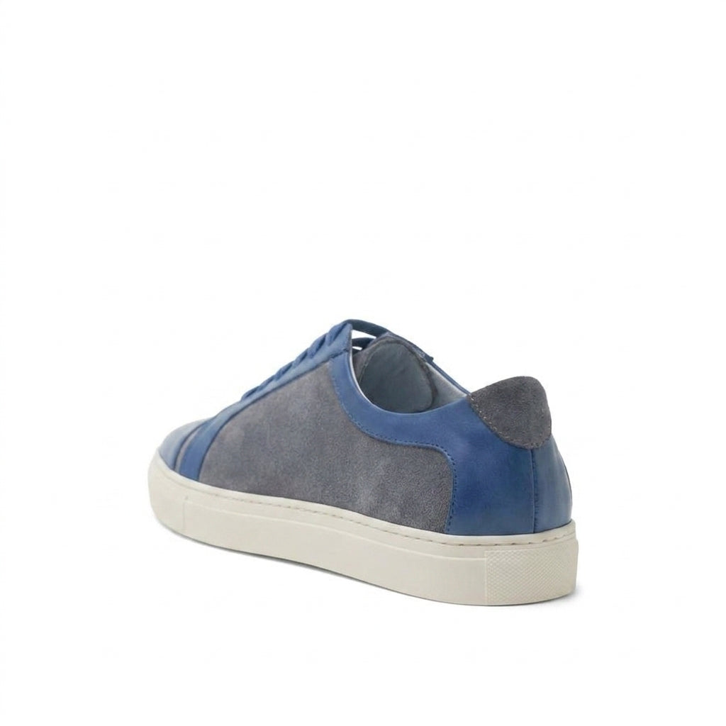 Blue Leather and Grey Suede Angus Lace Up Sneakers