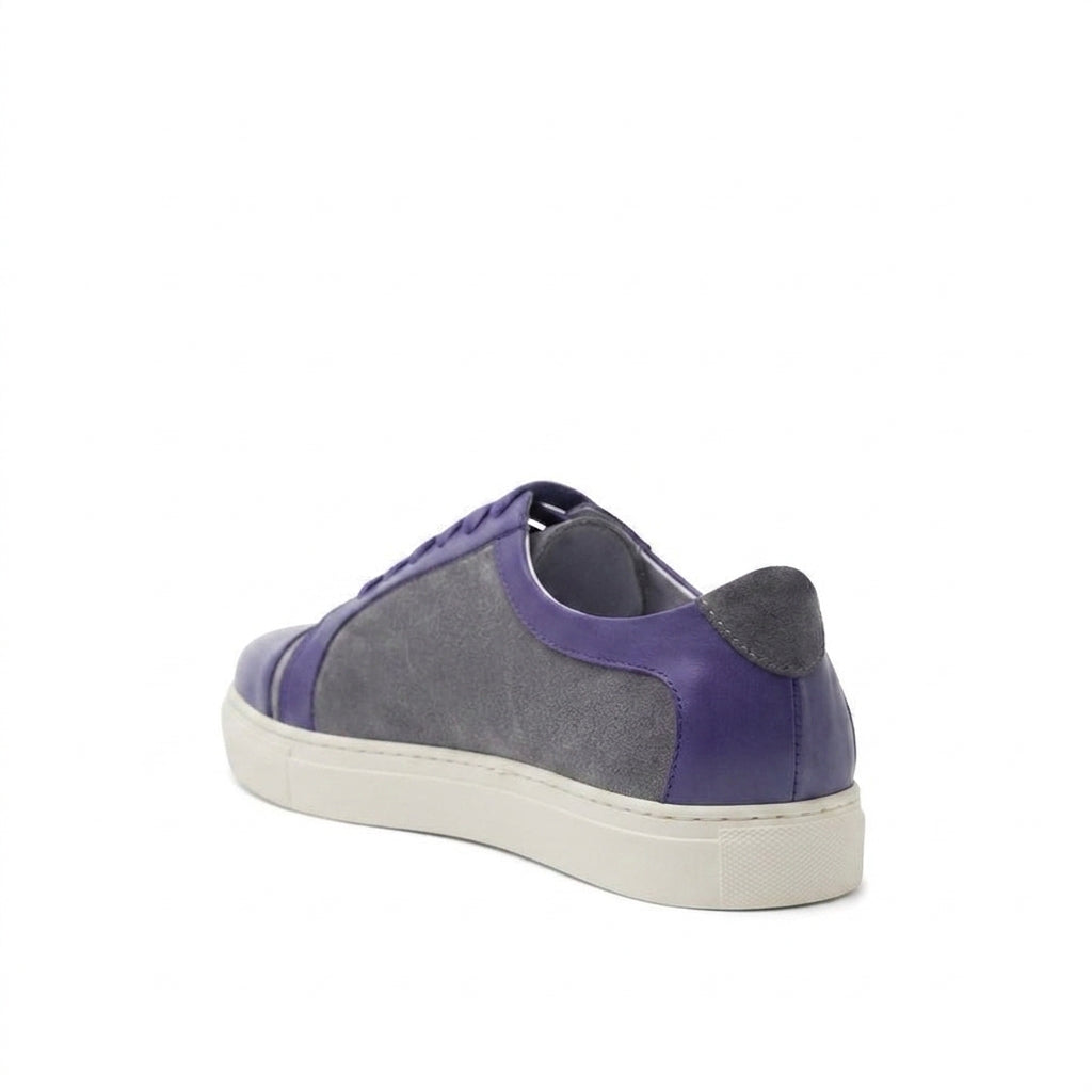 Purple Leather and Grey Suede Angus Lace Up Sneakers