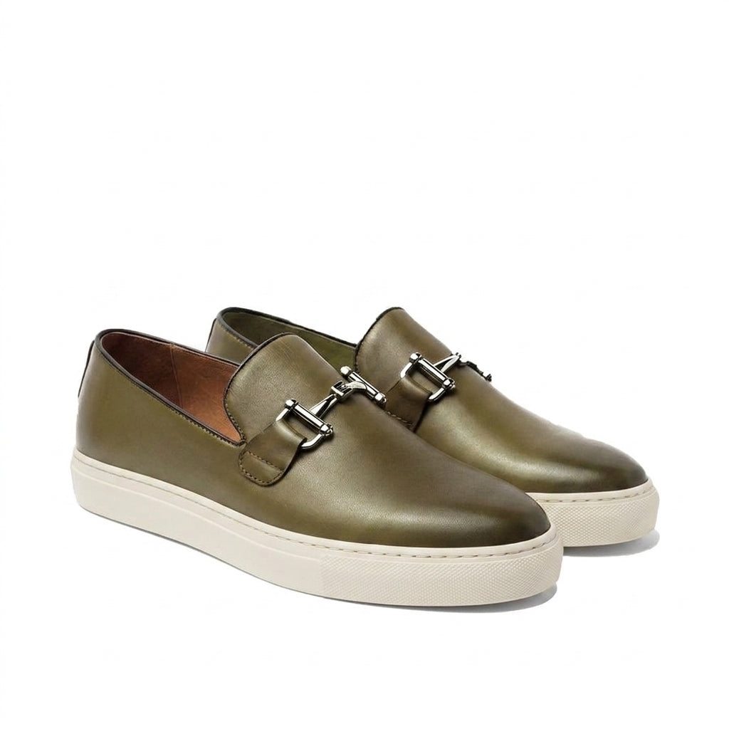 Green Leather Alvin Horse Bit Sneakers