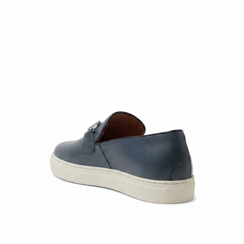 Blue Leather Alvin Horse Bit Slip On Sneakers