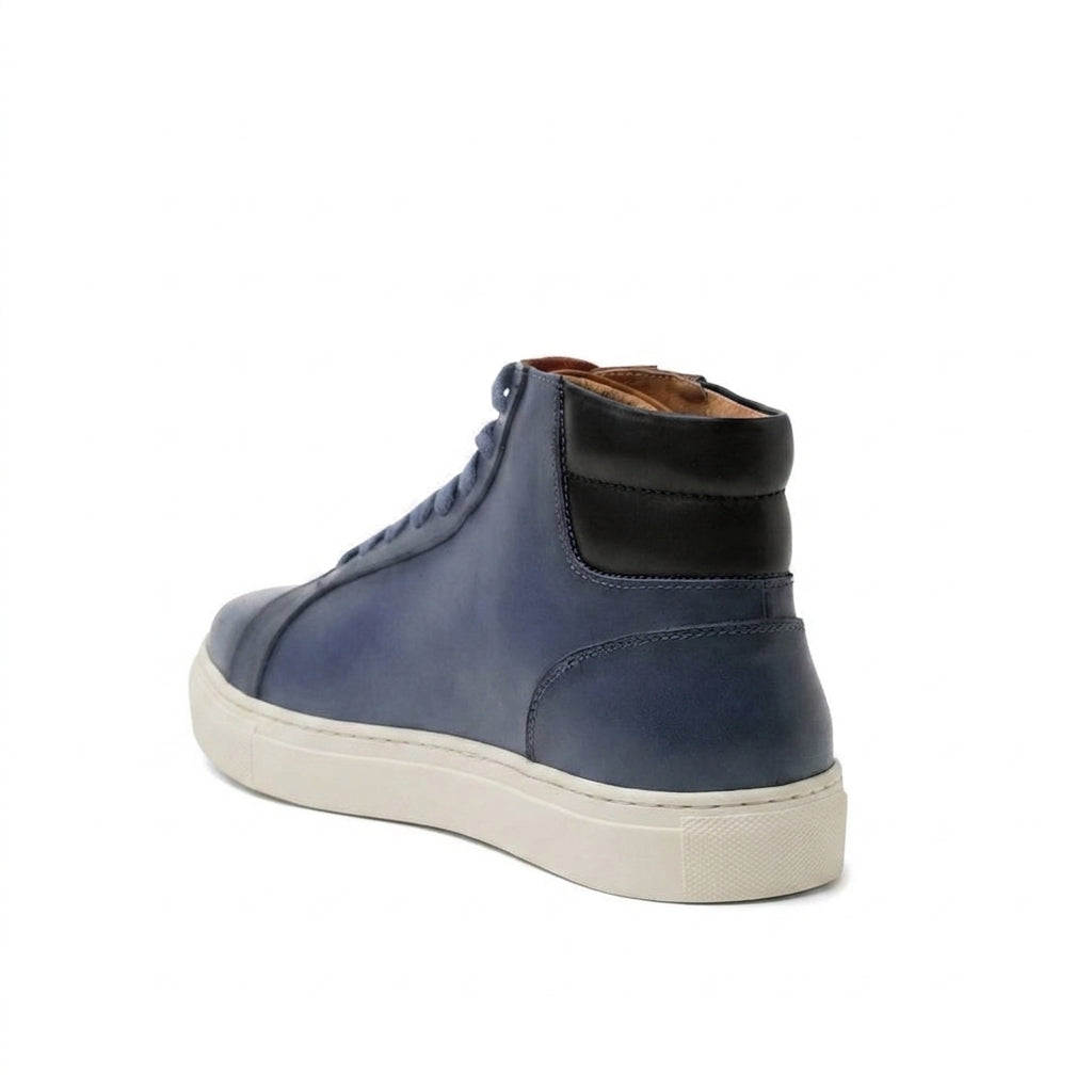 Navy Blue Leather Angus Sneaker Boots