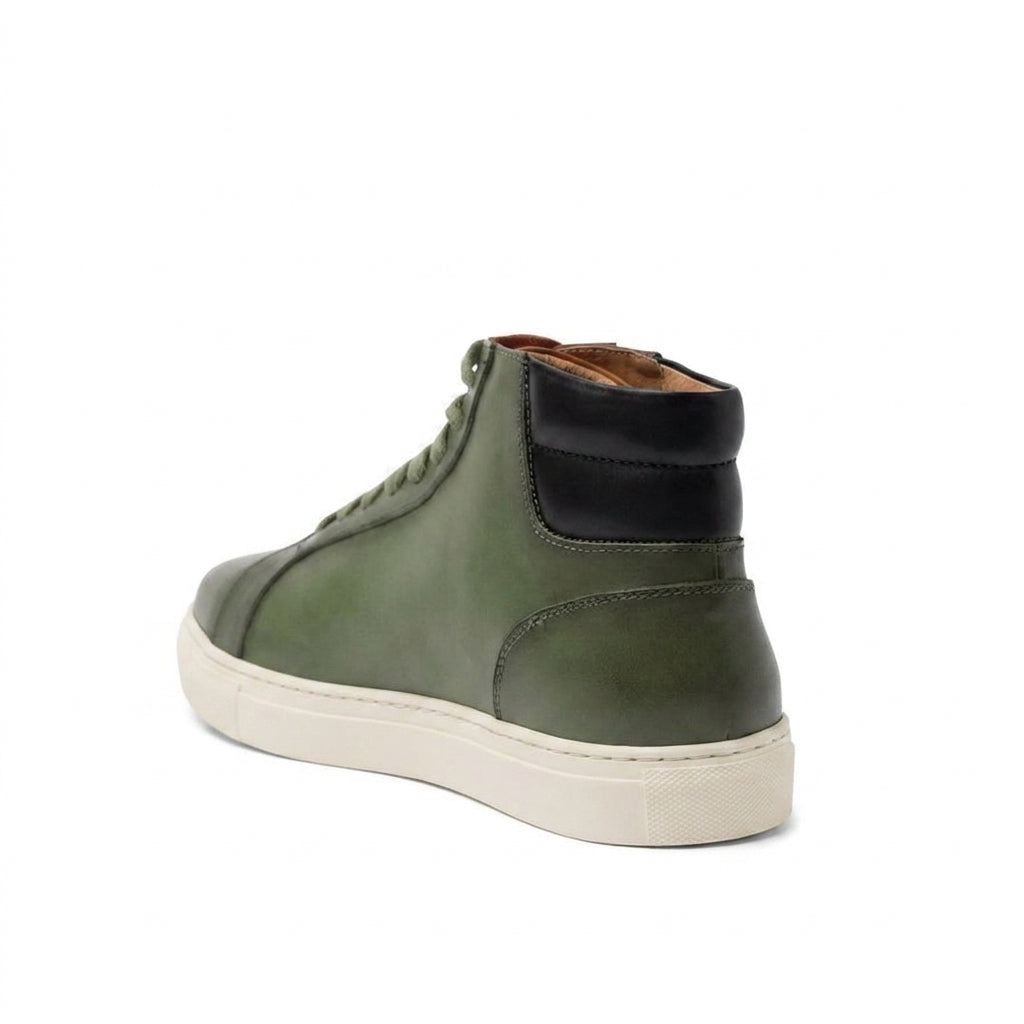 Olive Green Leather Angus Sneaker Boots