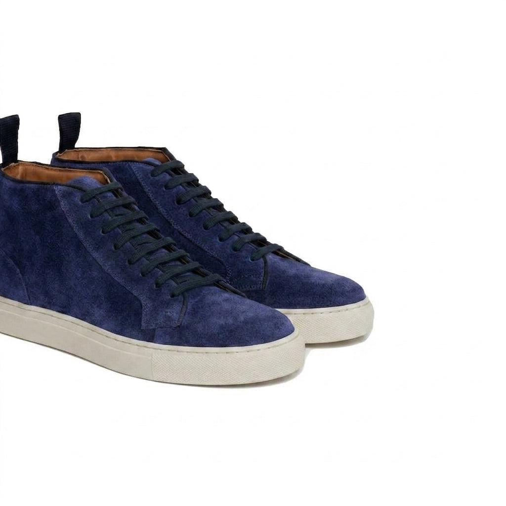 Navy Blue Suede Leather Angus Sneaker Boots