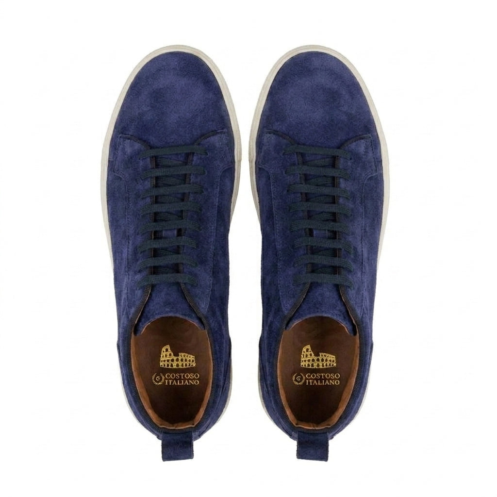 Navy Blue Suede Leather Angus Sneaker Boots