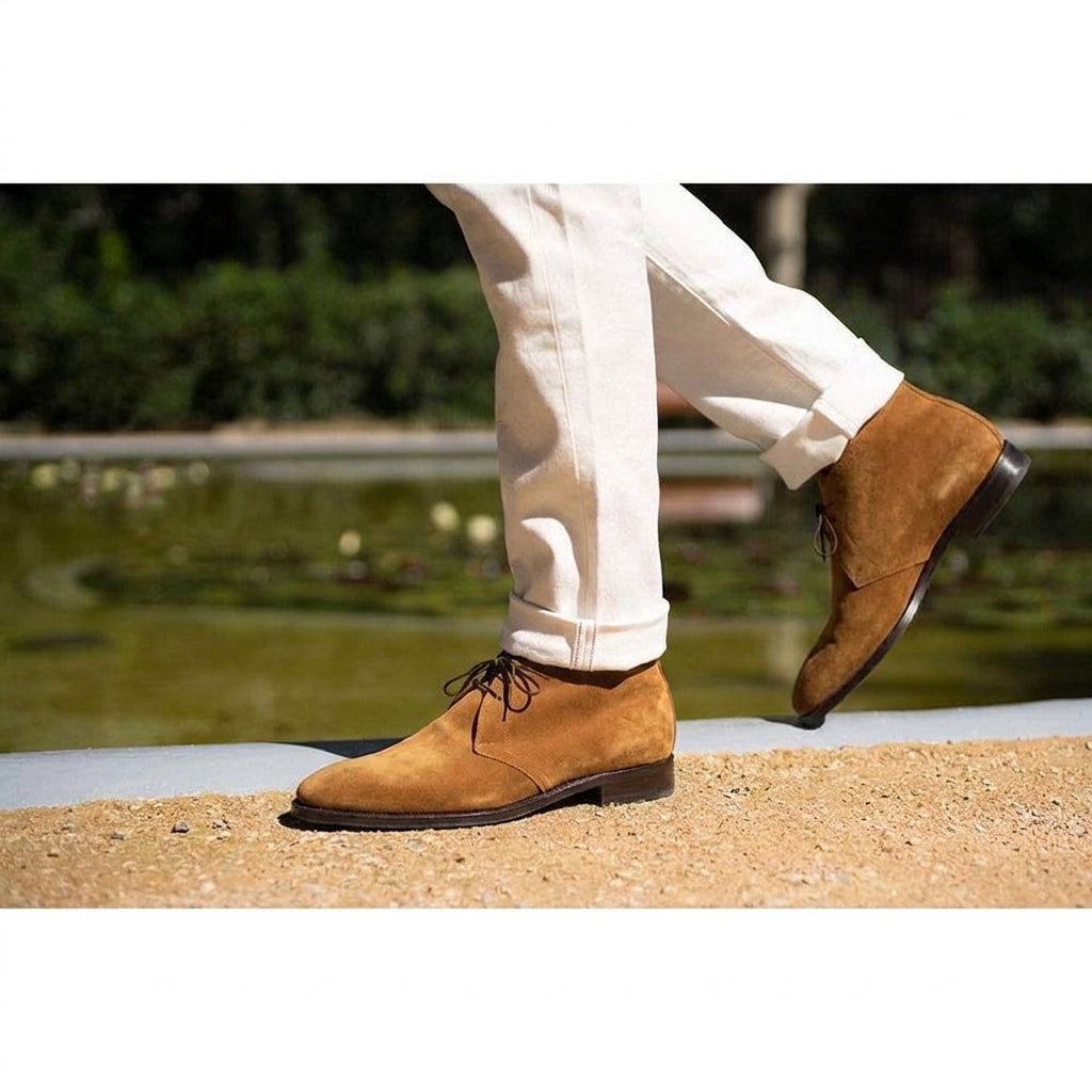 Flat Feet Shoes - Brown Suede Corowa Chelsea Boots with Arch Support