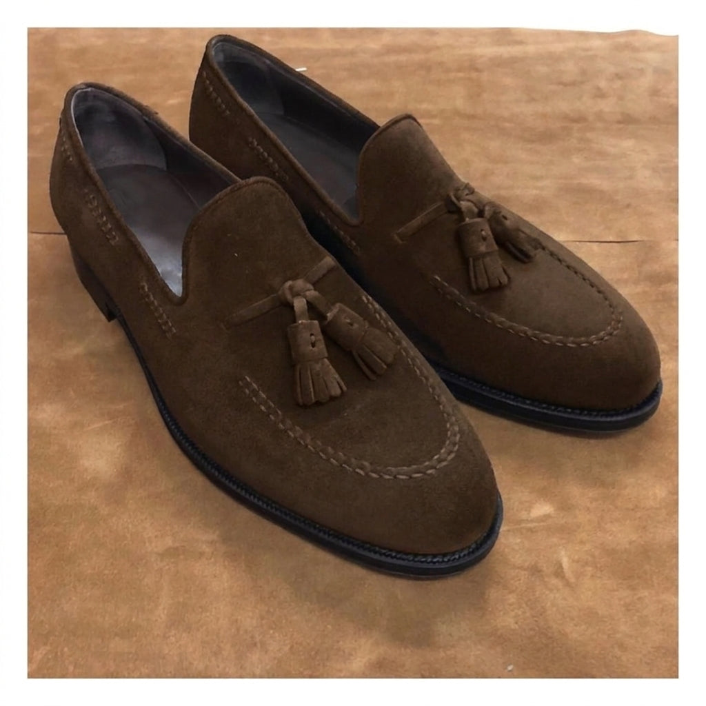 Black suede Leather Melilla Tassel Loafers