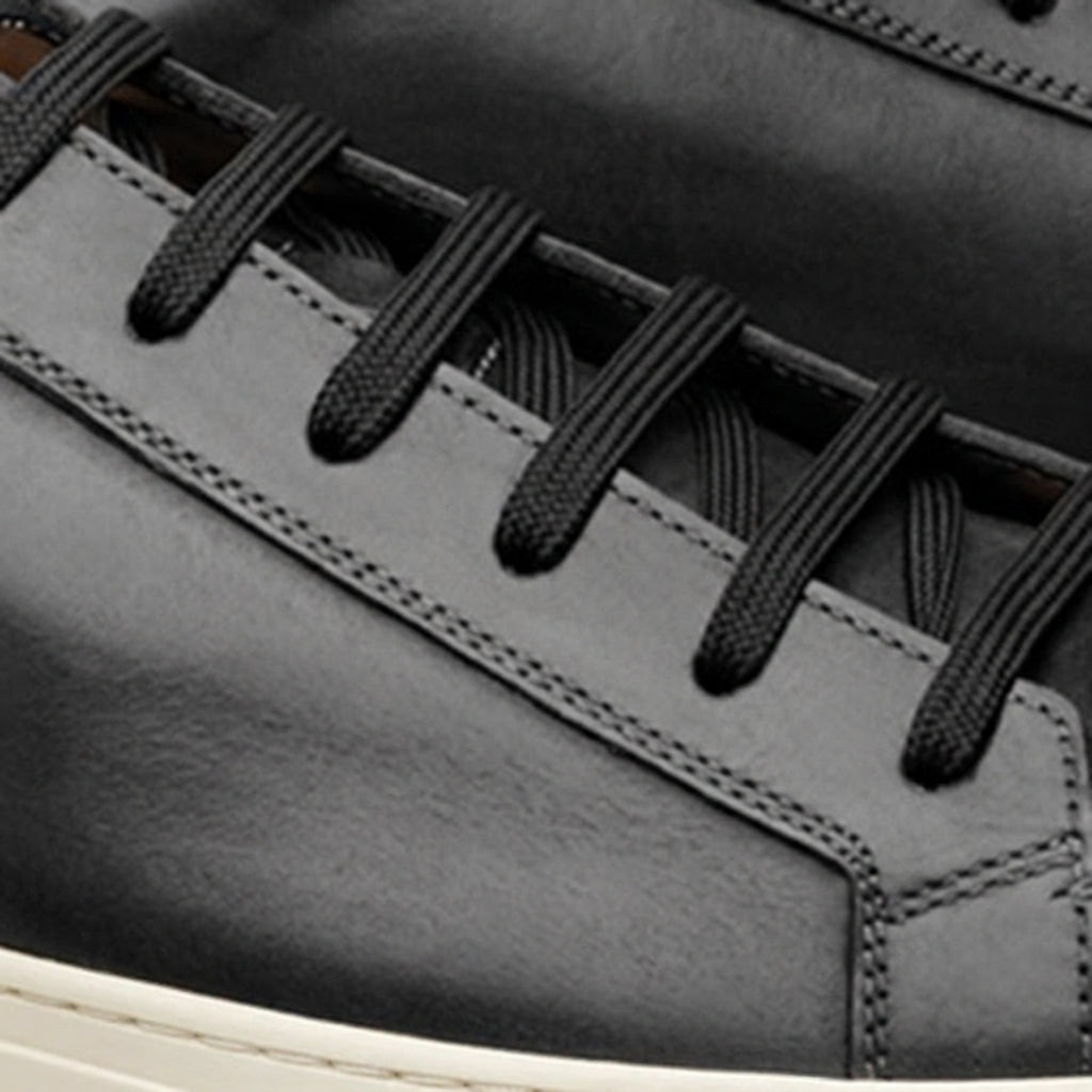 Black Leather Cornella Lace Up Sneakers