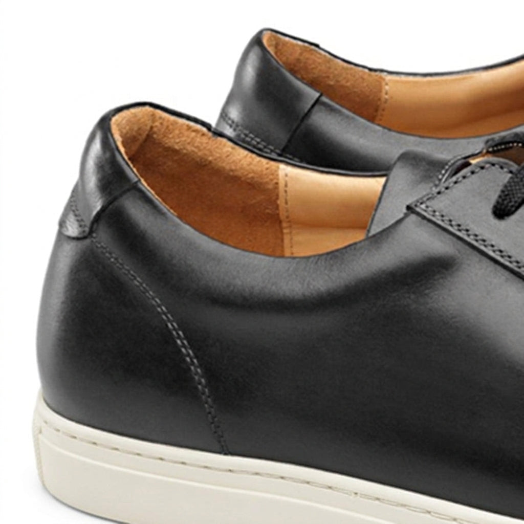 Black Leather Cornella Lace Up Sneakers